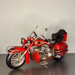 Kırmızı Alev Motifli El Yapımı Metal Motosiklet Biblo (25 cm) - Görsel 6