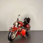 Kırmızı Alev Motifli El Yapımı Metal Motosiklet Biblo (25 cm) - Görsel 7