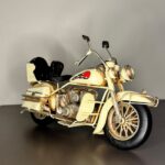 Krem Alev Motifli El Yapımı Metal Motosiklet Biblo (25 cm) - Görsel 2