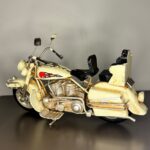 Krem Alev Motifli El Yapımı Metal Motosiklet Biblo (25 cm) - Görsel 5