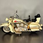 Krem Alev Motifli El Yapımı Metal Motosiklet Biblo (25 cm) - Görsel 6