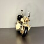 Krem Alev Motifli El Yapımı Metal Motosiklet Biblo (25 cm) - Görsel 8