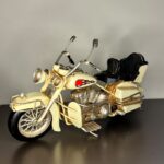 Krem Alev Motifli El Yapımı Metal Motosiklet Biblo (25 cm) - Görsel 7