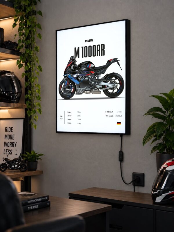 BMW M 1000 RR 2023 Işıklı Moto LightBox – 30x40 cm