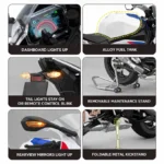 BMW S1000RR 1:6 maket ışık özellikleri: gösterge paneli, stop lambası ve aynalar
