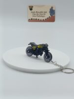 Scrambler Motosiklet Metal Anahtarlık Füme Sarı - Diecast Cafe Racer Motor Figürü