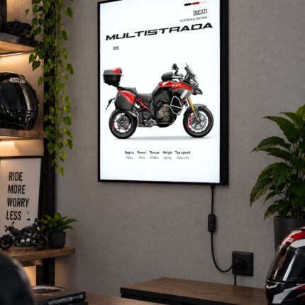 Ducati Multistrada V4 Pikes Peak Işıklı Moto LightBox – 30x40 cm