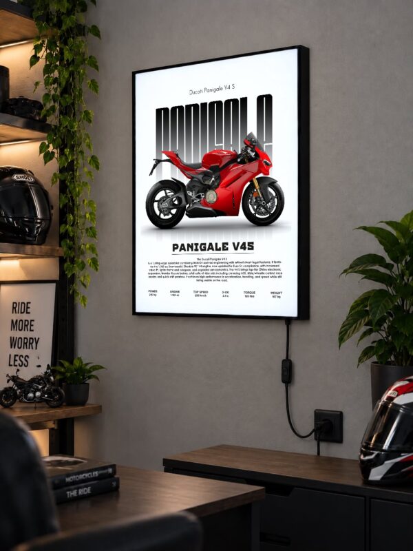 Ducati Panigale V4 S Işıklı Moto LightBox – 30x40 cm