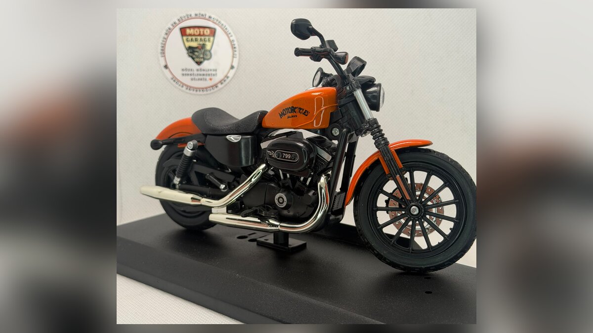 Harley Davidson Iron 883 maket 1:12 ölçek turuncu cruiser diecast model