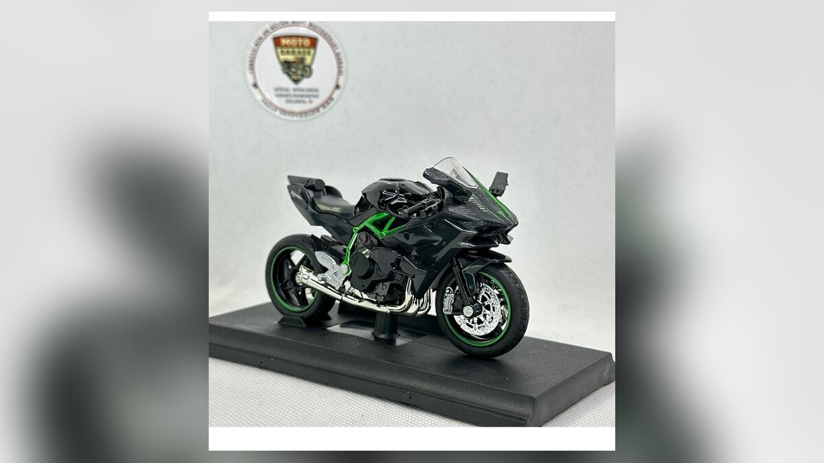 Kawasaki H2R maket 1:18 ölçek siyah yeşil diecast model