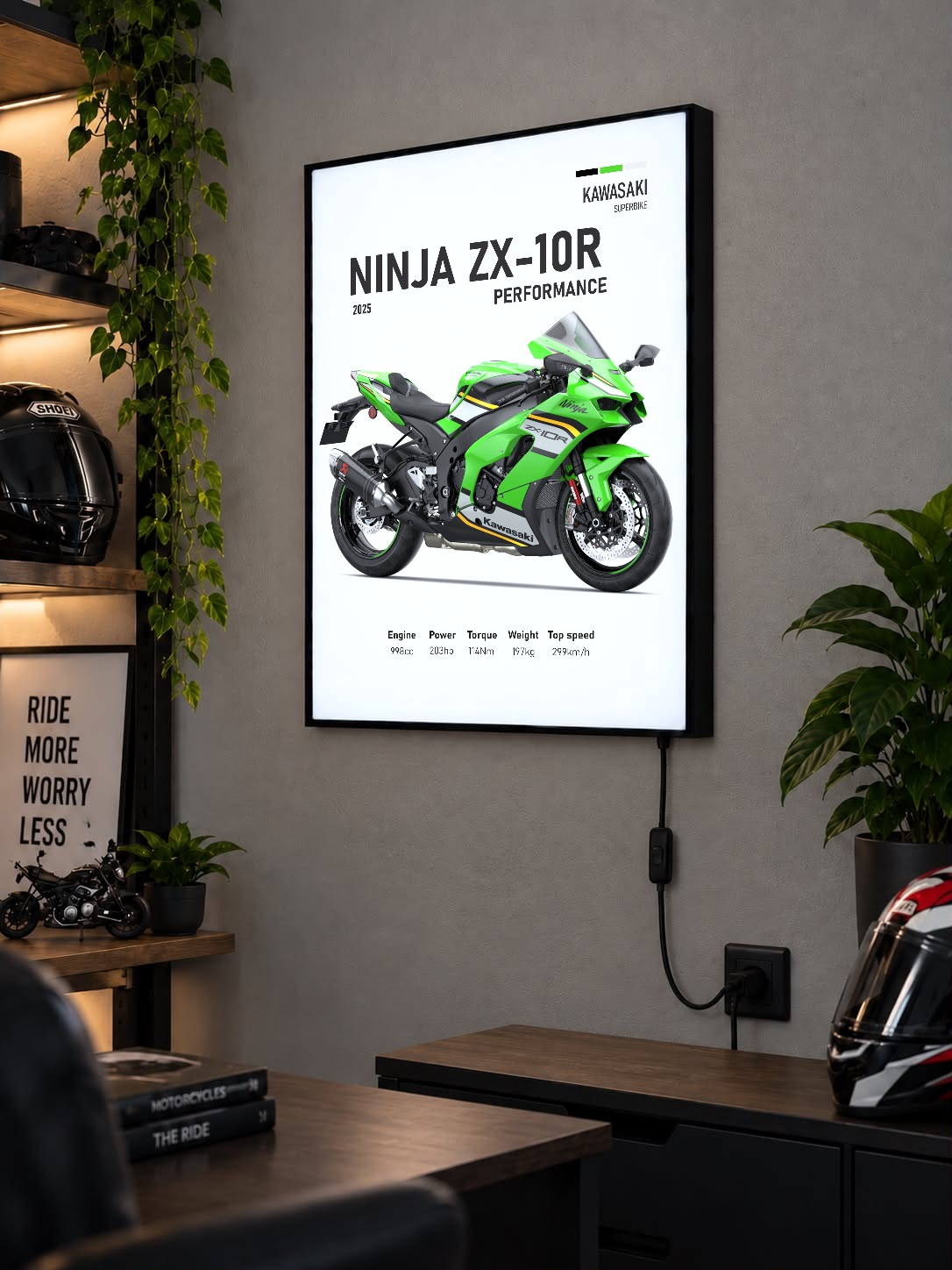 Kawasaki Ninja ZX-10R Performance Işıklı Moto LightBox – 30x40 cm Kawasaki Ninja ZX-10R Performance Işıklı Moto LightBox – 30x40 cm