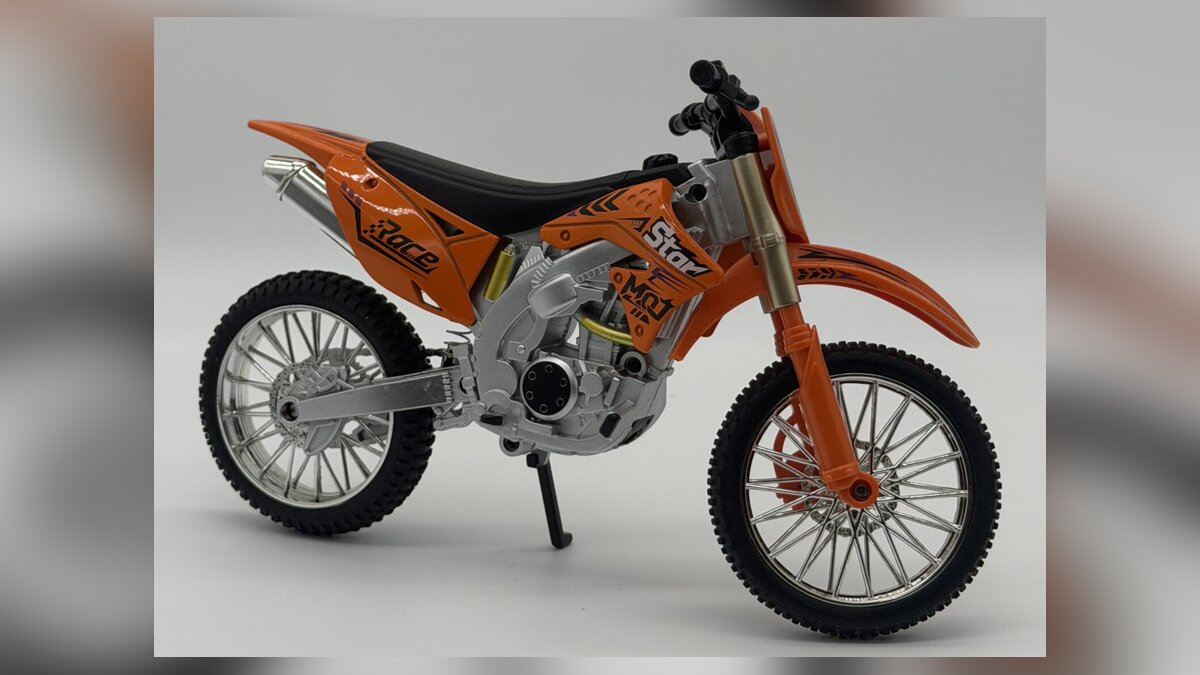 KTM maket motor 1:10 ölçek turuncu sesli dirt bike modeli