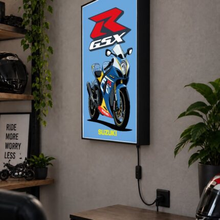 Suzuki GSX-R Mavi Işıklı Moto LightBox – 30x40 cm - görsel 2