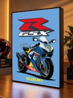 Suzuki GSX-R Mavi Işıklı Moto LightBox – 30x40 cm - görsel 4