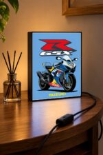 Suzuki GSX-R Mavi Işıklı Moto LightBox – 30x40 cm - görsel 3