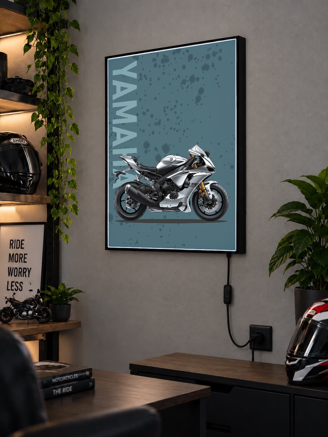 Yamaha YZF-R1 Gümüş Işıklı Moto LightBox – 30x40 cm Yamaha YZF-R1 Gümüş Işıklı Moto LightBox – 30x40 cm