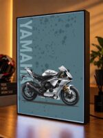 Yamaha YZF-R1 Gümüş Işıklı Moto LightBox – 30x40 cm - görsel 4